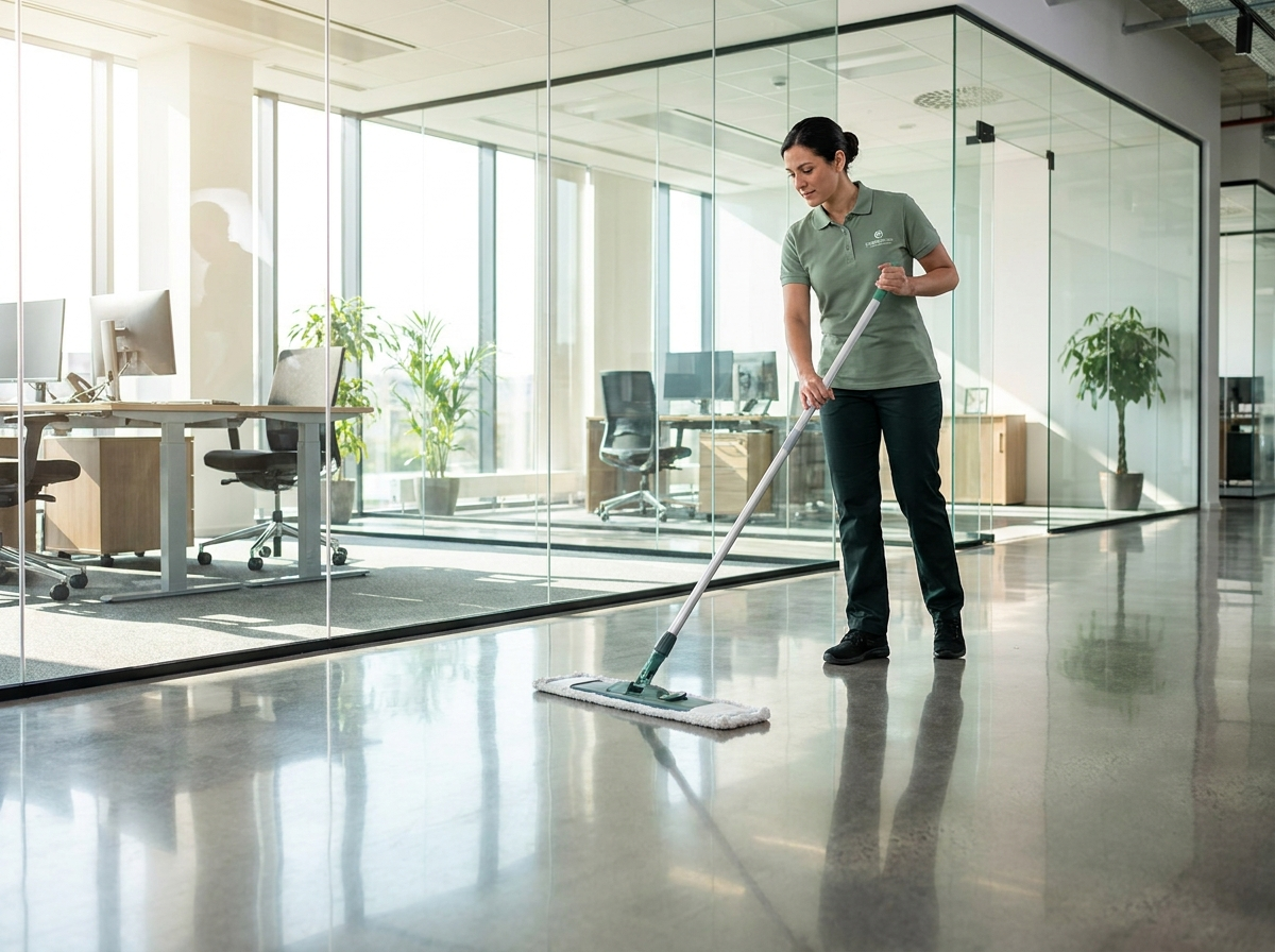 Unterhaltsreinigung in einem modernen Büro